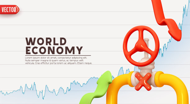 带阀门的燃气管道。石油管道。世界经济的创新理念。业务燃气公司的财务投资资产，股票交易价格走势图。矢量图图片下载