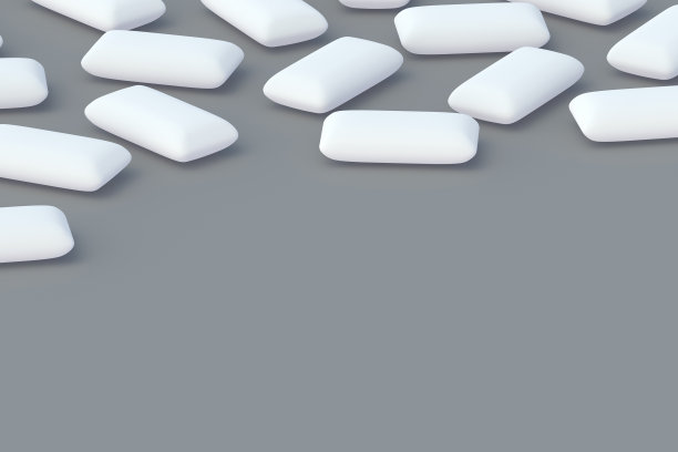 散落的口香糖。薄荷泡泡糖。文本空格。三维渲染图片下载