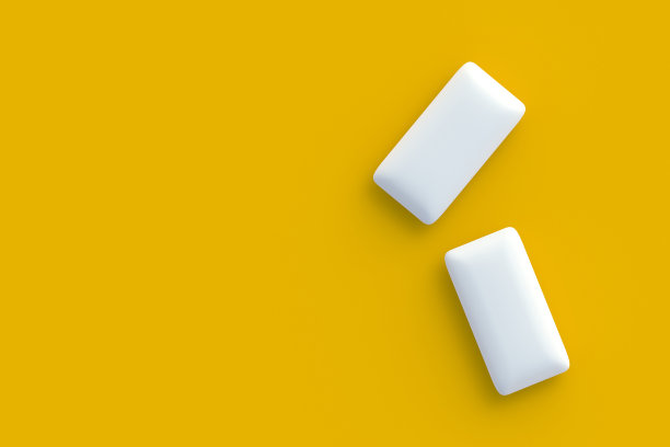 口香糖。薄荷泡泡糖。前视图。文本空格。三维渲染图片下载