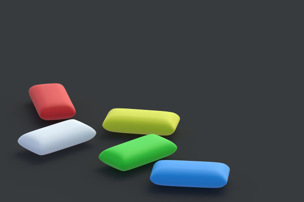 各种颜色的口香糖。薄荷泡泡糖。文本空格。三维渲染图片下载