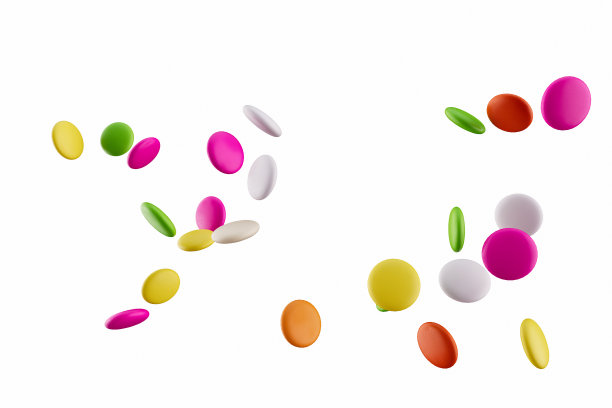 彩色巧克力糖果丸孤立在白色背景3d插图图片下载