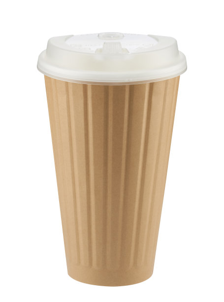 棕色一次性咖啡杯孤立在白色背景与修剪路径。真实的照片。纸。图片下载