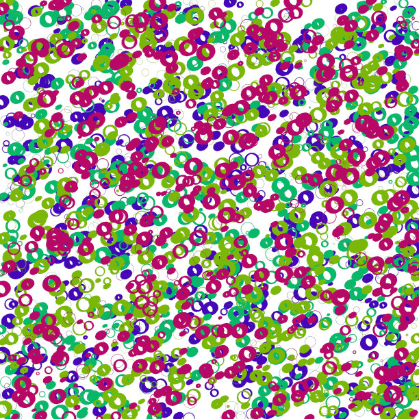 白色背景上有红色、绿色和蓝色的圆环。混乱的模式。图片下载