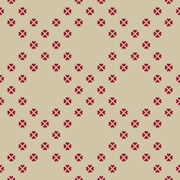 简单的矢量极简花卉图案。红色和金色的几何无缝纹理图片下载