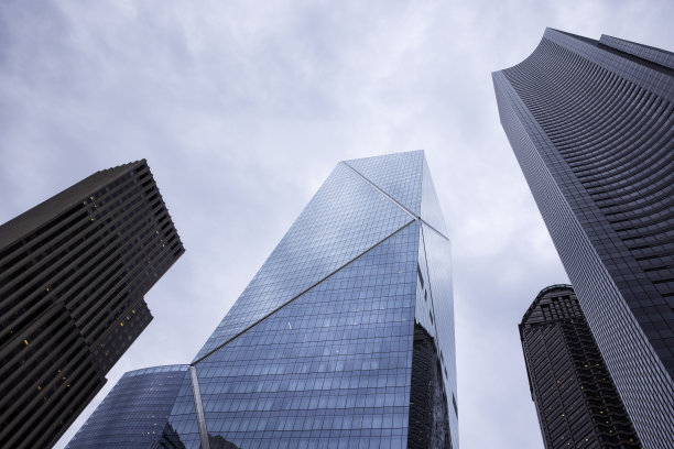 俯瞰西雅图市中心的摩天大楼图片下载