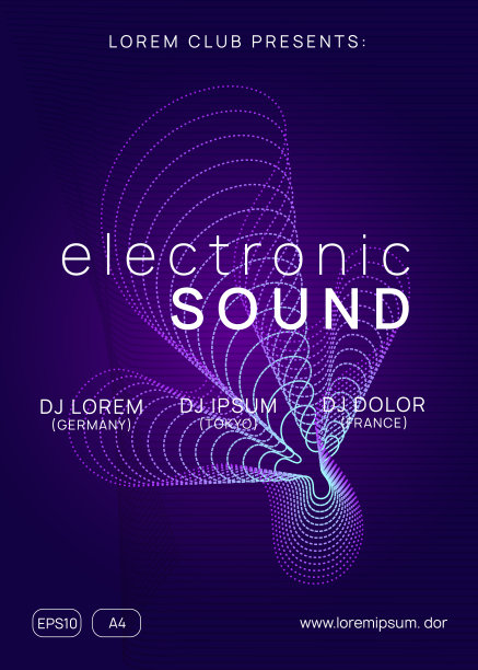 霓虹灯俱乐部传单。电子舞曲。恍惚dj。Electroni图片下载