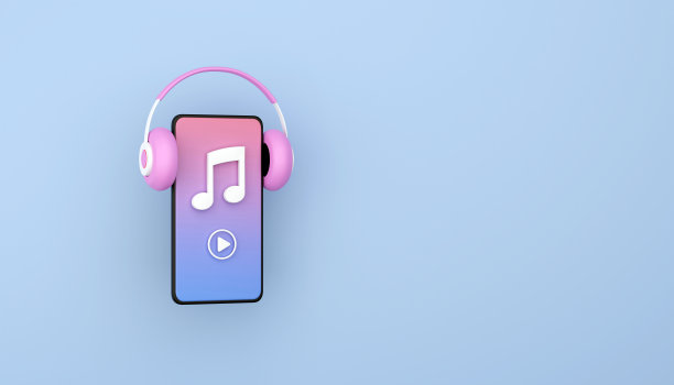 智能手机与在线播客流音频3D渲染插图图片下载