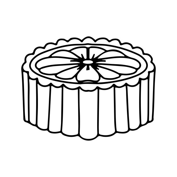 传统的中国月饼，中秋快乐月饼有不同的图案。在白色背景上隔离的线矢量插图图片下载