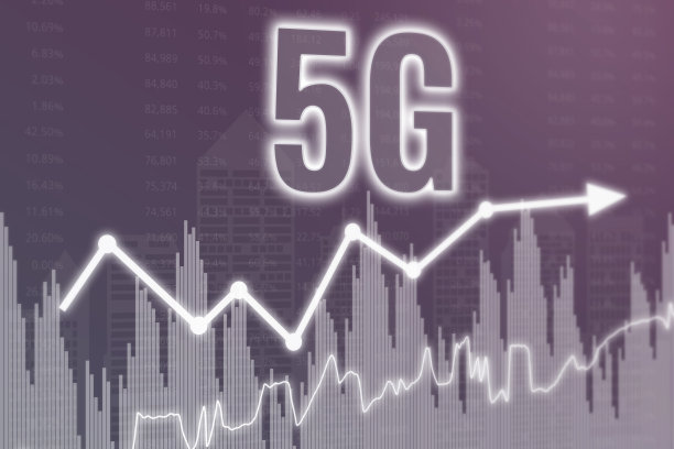 品红金融背景下的5G一词。金融市场的概念图片下载