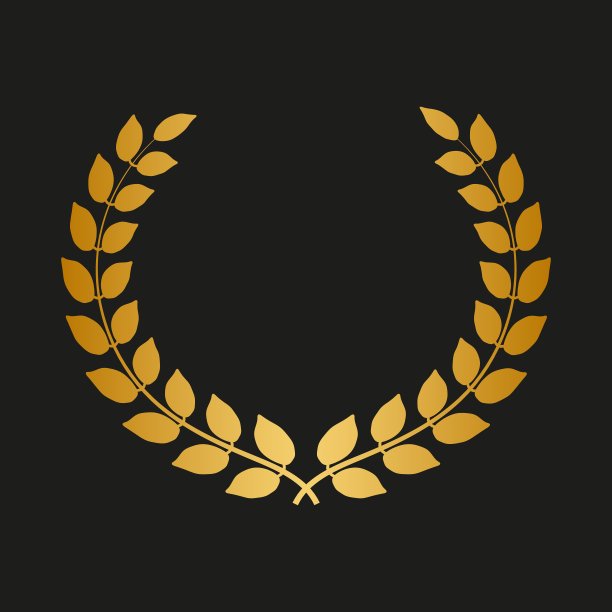 金色月桂花环在黑色背景。图片下载