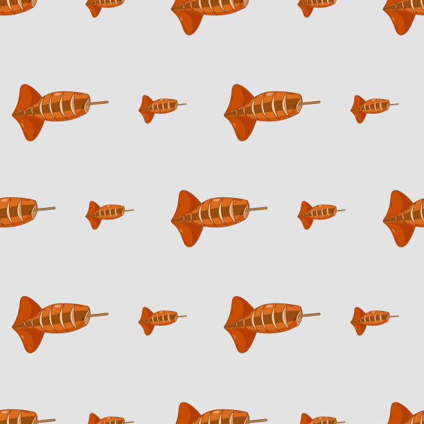 卡通的町烧，日式料理在色彩缤纷的背景上无缝的图案图片下载