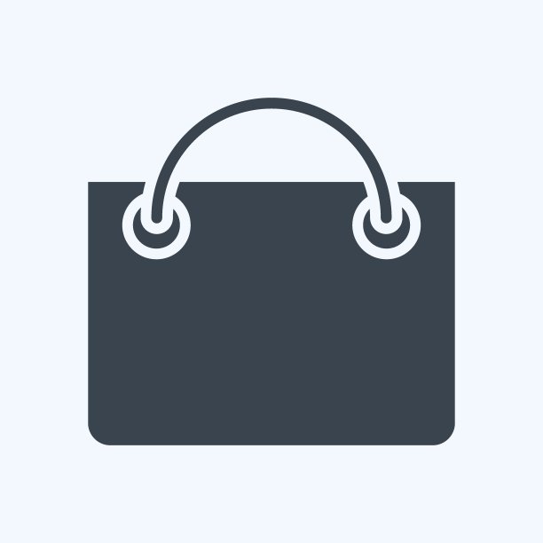 图标购物袋。与网上商店符号相关。字形风格。简单的说明。商店图片下载