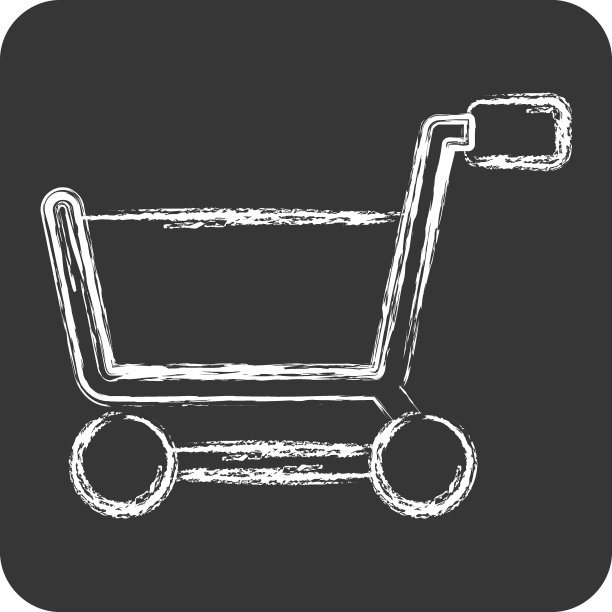 图标购物车。与网上商店符号相关。粉笔的风格。简单的说明。商店图片下载