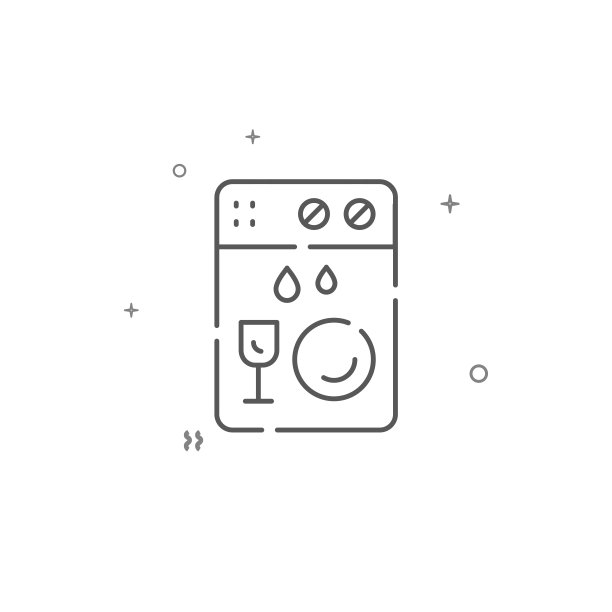 洗碗机简单的矢量线图标。符号，象形图，白色背景上孤立的符号。可编辑的中风图片下载