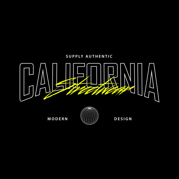 加州字体街头服饰设计矢量图片下载