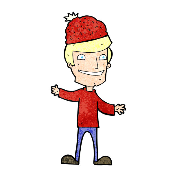 戴冬季帽的卡通男人图片下载