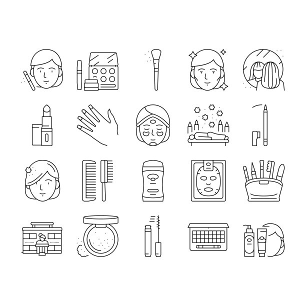 化妆美容程序图标集向量图片下载