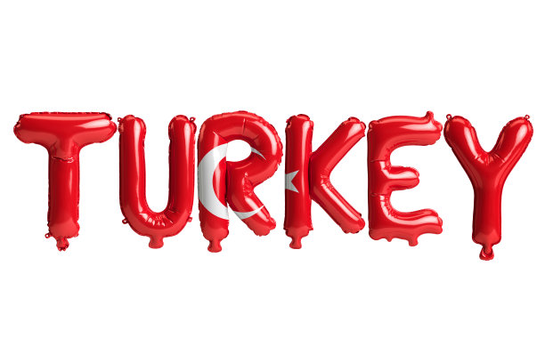 3d插图的土耳其字母气球与旗帜颜色孤立在白色图片下载
