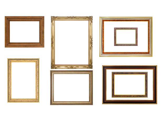收集各种古董框架上的白色背景图片下载
