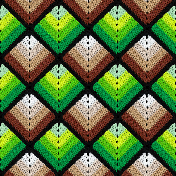 渐变菱形无缝针织图案由多色线勾针而成。拼接的风格。图片下载