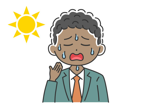 一个在高温下流汗的黑人商人的插图。图片下载