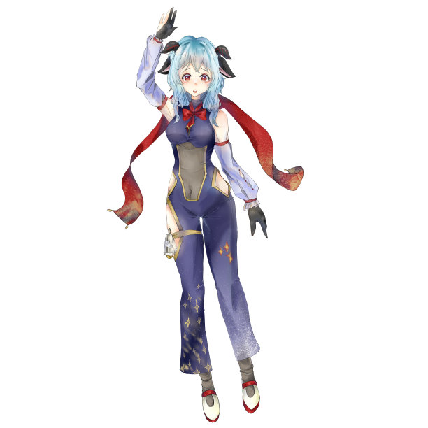 可爱时尚的动漫女孩。数码插图图片下载