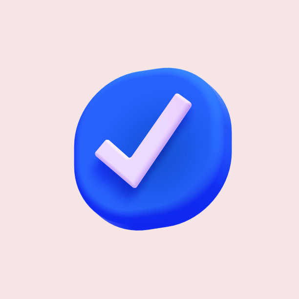3d渲染插图，网页图标上的复选标记按钮，卡通设计图片下载