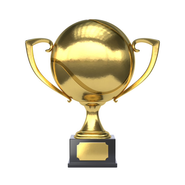 网球金奖杯：网球形状的一等奖3D渲染图片下载