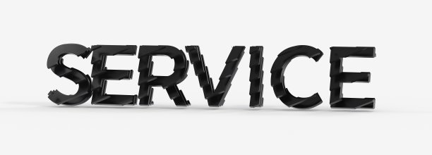在白色背景上的一个服务词的3D渲染图片下载