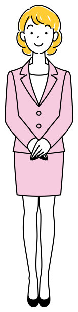 穿着西装的漂亮女人。备用的姿势。左手放在上面，双手交叉。全身站立插图矢量图片下载