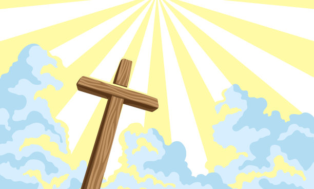 木制十字架和裹尸布的基督教插图。快乐的复活节形象。图片下载