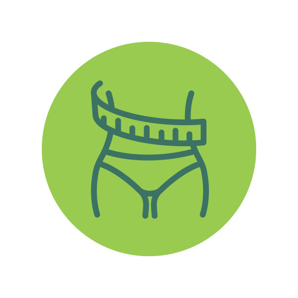 女性腰部用缝纫仪测量，用于减肥，颜色为绿色。图片下载