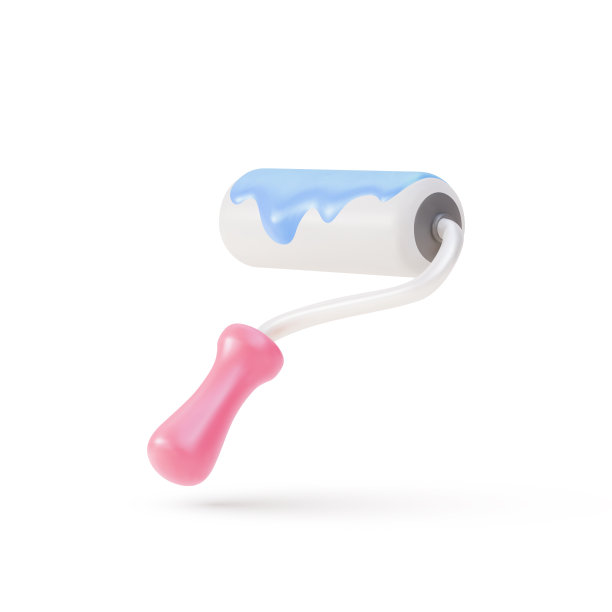 3d逼真的简单油漆辊。矢量插图。图片下载