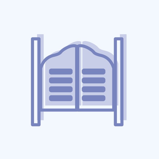 图标的大门。适合作为狂野西部的象征。两个音调的风格。简单的设计可编辑。设计模板向量。简单的符号说明图片下载