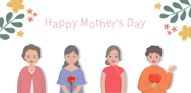 母亲和康乃馨花的结合来庆祝母亲节图片下载