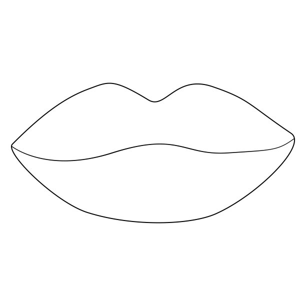 嘴唇标志，爱或情人节的概念，平面矢量轮廓为着色书图片下载