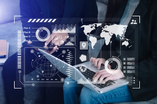 财务报告数据的业务运营资产负债表和损益表和图表作为金融科技的概念。业务团队会议。数码平板电脑和笔记本电脑。图片下载