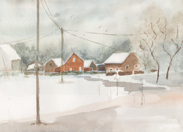 冬天的小村庄图片下载