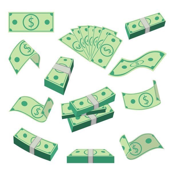 一套美元钞票。银行现金向量集图片下载