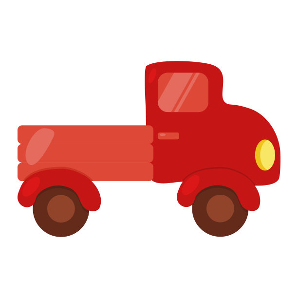 红色卡通风格的隔离货车或皮卡车，矢量图片下载