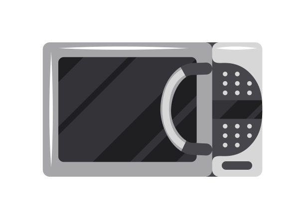 微波炉图标。厨房电器的正面视图。时尚厨具。烹饪设备，电气技术隔离在白色背景上图片下载