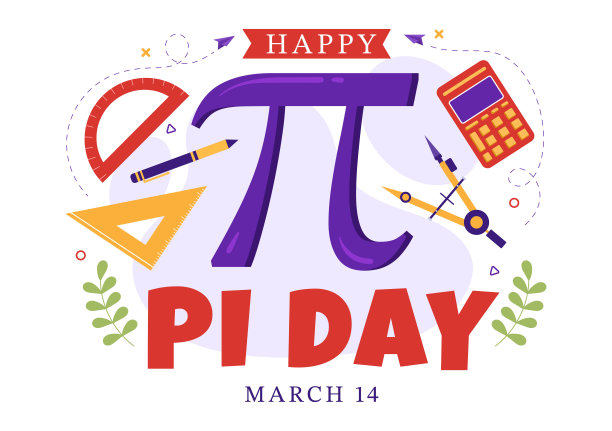 世界圆周率日插图与数学常数，希腊字母或烘焙甜派的登陆页手绘卡通符号模板图片下载
