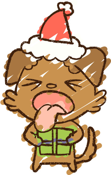 圣诞狗粉笔画图片下载