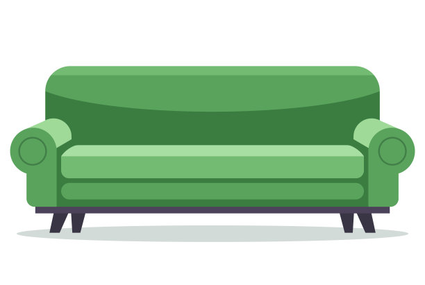 绿色沙发，适合在电视机前聚会。家里的家具。平面矢量图。图片下载