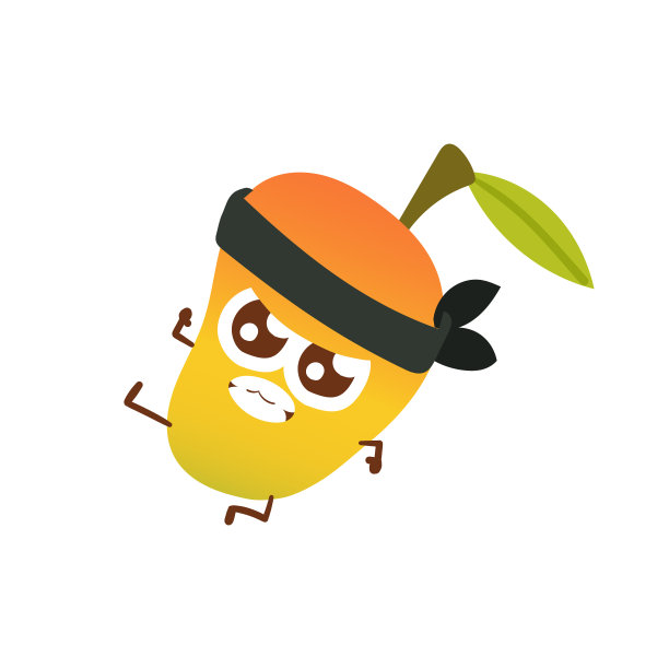 可爱的卡通情感芒果人物贴纸在白色背景图片下载