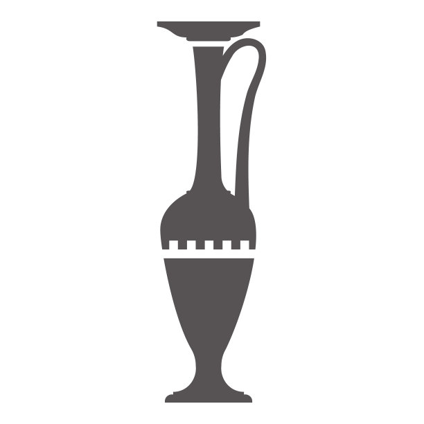 希腊花瓶剪影。古代曲纹双耳壶。符号说明。粘土陶瓷陶器。向量。图片下载