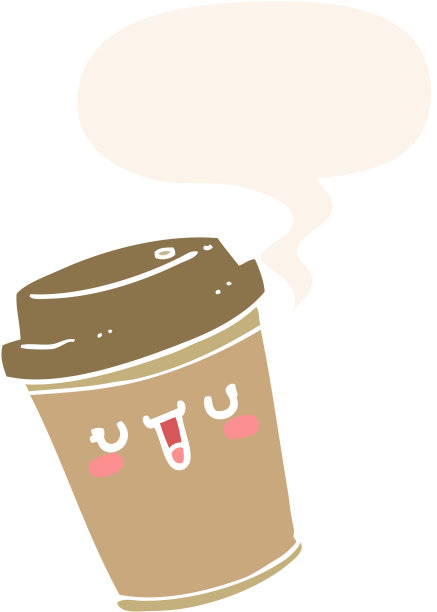 卡通带语音泡泡咖啡，复古风格图片下载