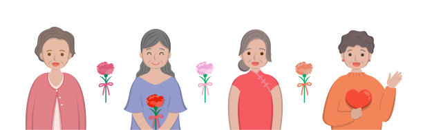 母亲和康乃馨花的结合来庆祝母亲节图片下载