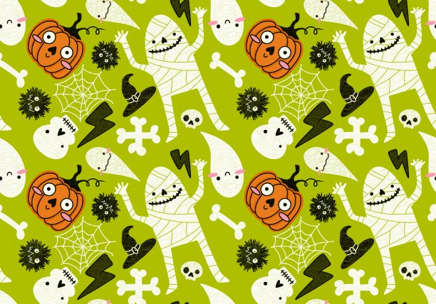 万圣节无缝南瓜图案的织物和纺织品包装图片下载