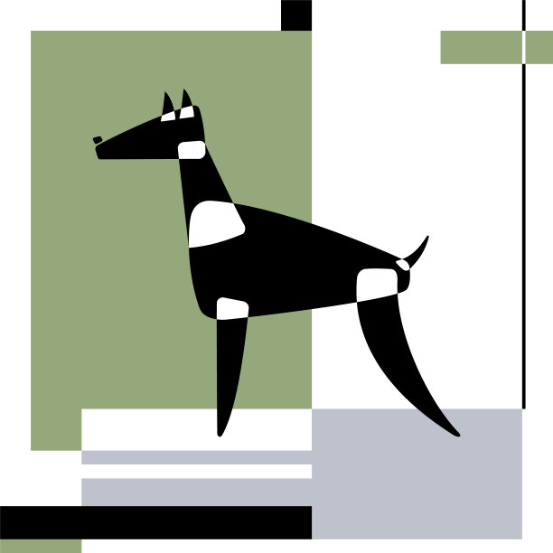 杜宾犬。犬种轮廓。名片模板。前卫的图形风格。矢量插图在一个抽象的背景。图片下载